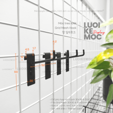 Móc Decor Treo Lưới (Đen) - Móc Vuông, an toàn cho người dùng!