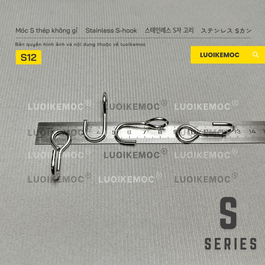 Móc S inox S12 - kích thước