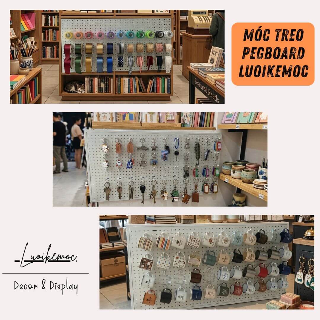 móc treo pegboard trưng bày sản phẩm luoikemoc