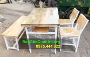 Bàn ghế chân sắt mặt gỗ CF09