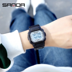 Đồng hồ Nam Nữ SANDA Điện Tử Mặt Vuông Dây Trong - 2009 Mới