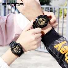 Cặp Đồng hồ Thể Thao SANDA Chính Hãng - 05 (Đen Gold)